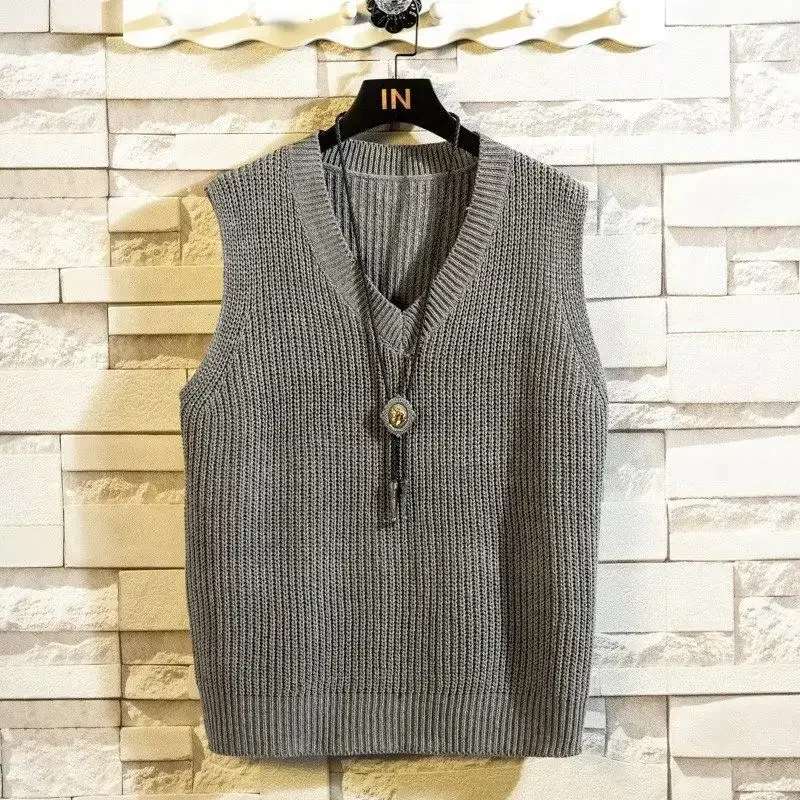 Sewing Vest - Мужская одежда, однотонный жилет с v-образным