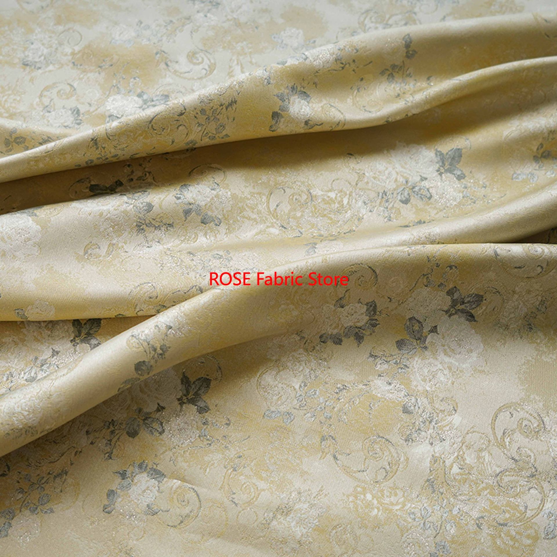 Sewing Vest - 1-метровая светло-желтая яркая шелковая розовая жаккардовая