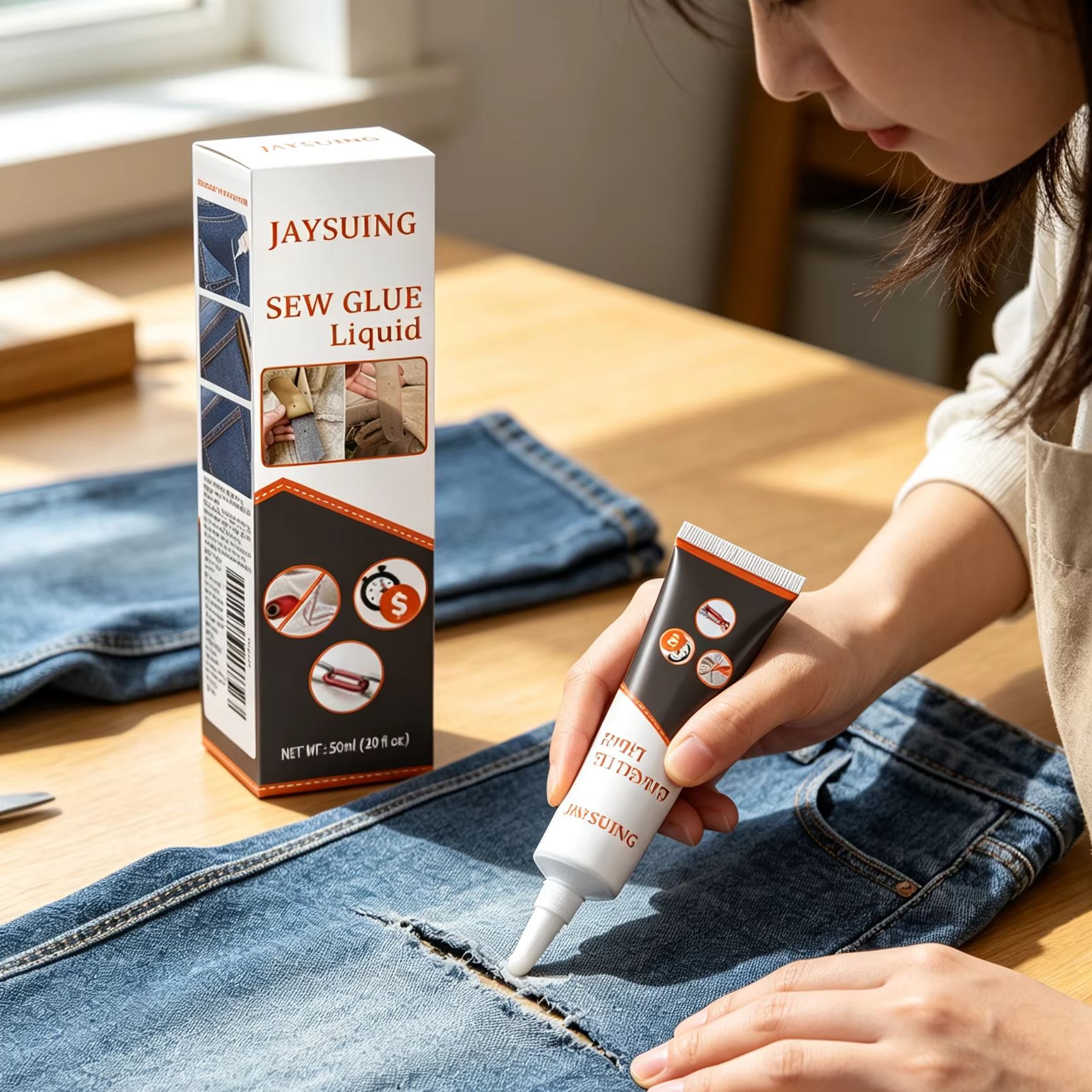 Sewing Repair - Клей для шитья Jaysuing: быстросохнущий, прозрачный,